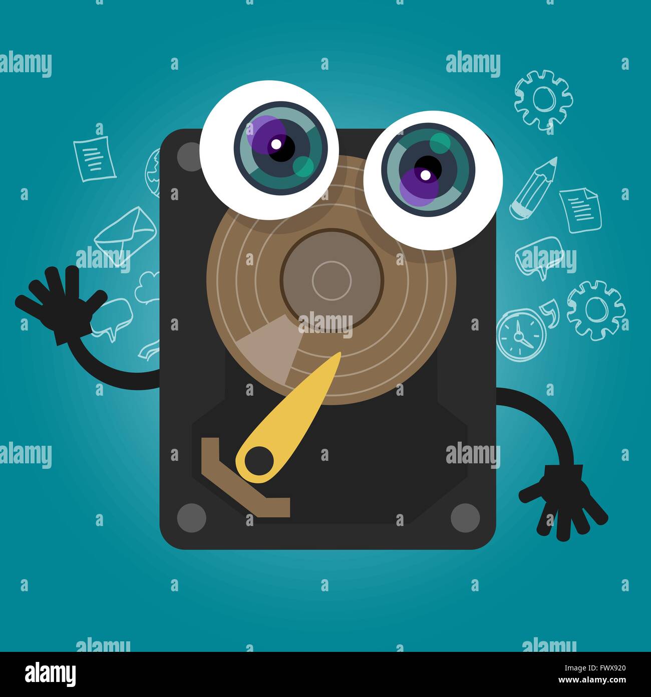 hard drive computer component database big data storage cartoon eyes mascot  cute funny smile tech object vector Stock Vector Image & Art - Alamy