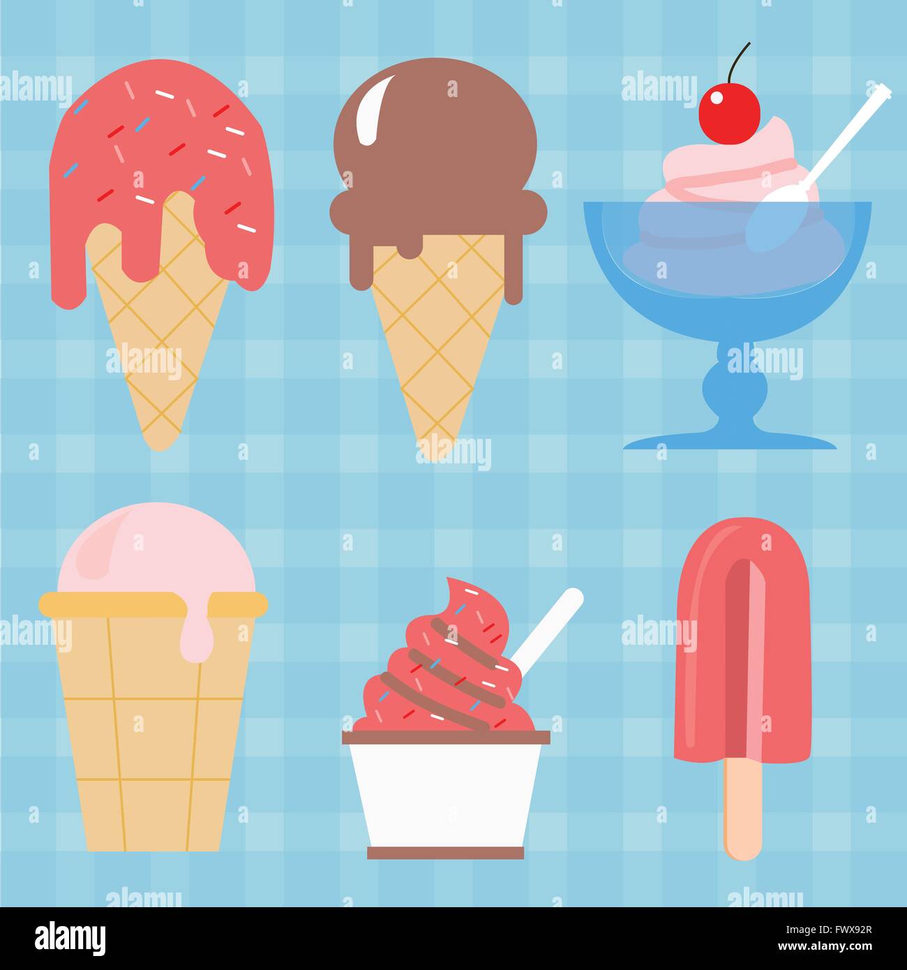 ice cream cone vector icon set illustration sweet dessert popsicle Stock Vector