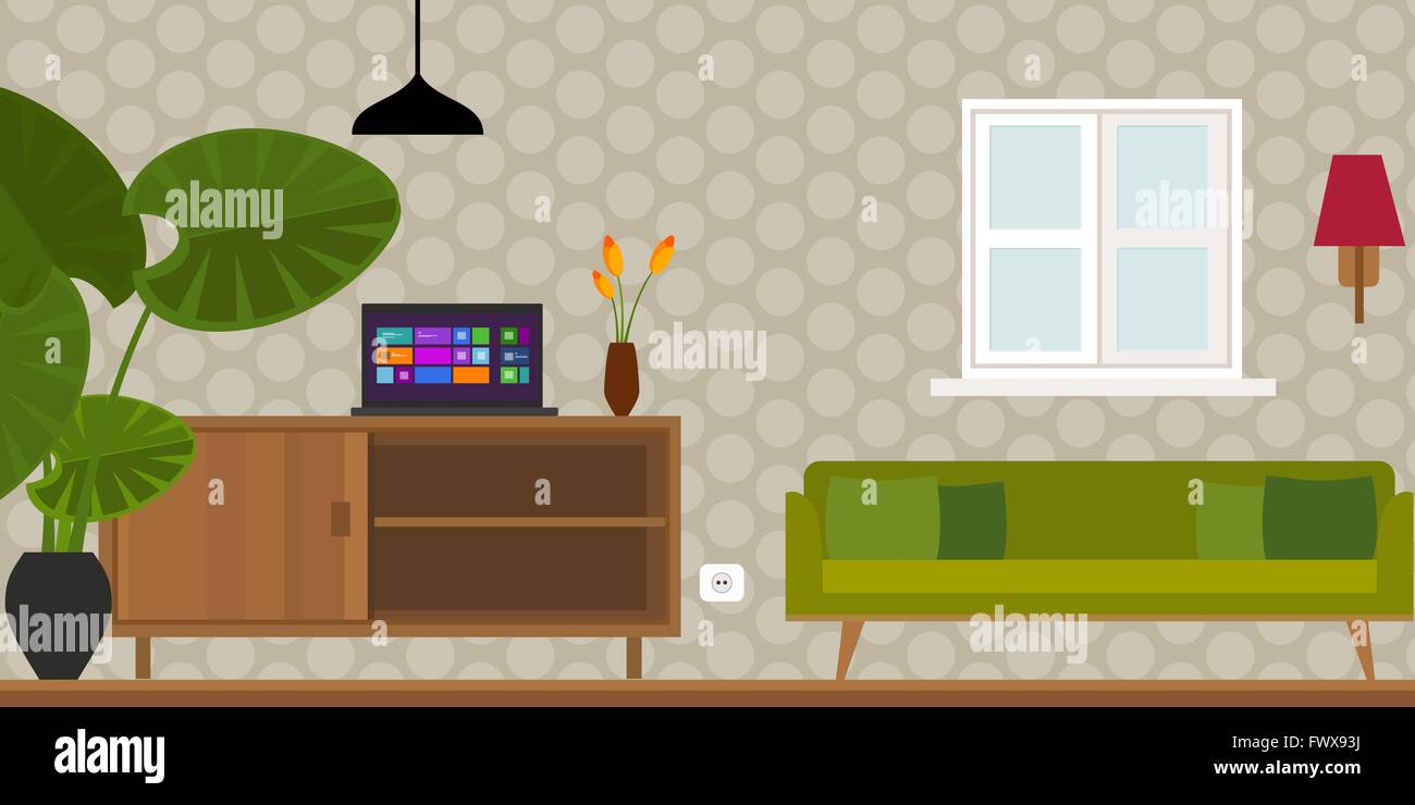 living room home interior vector illustration Stock Vector Image & Art ...