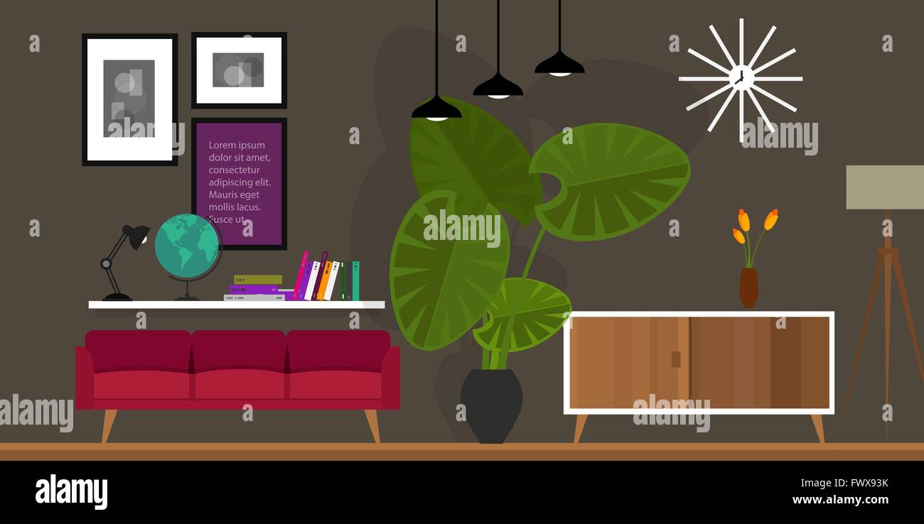 living room home interior vector illustration Stock Vector Image & Art ...