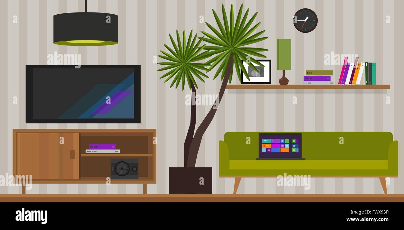 living room home interior vector illustration Stock Vector Image & Art ...