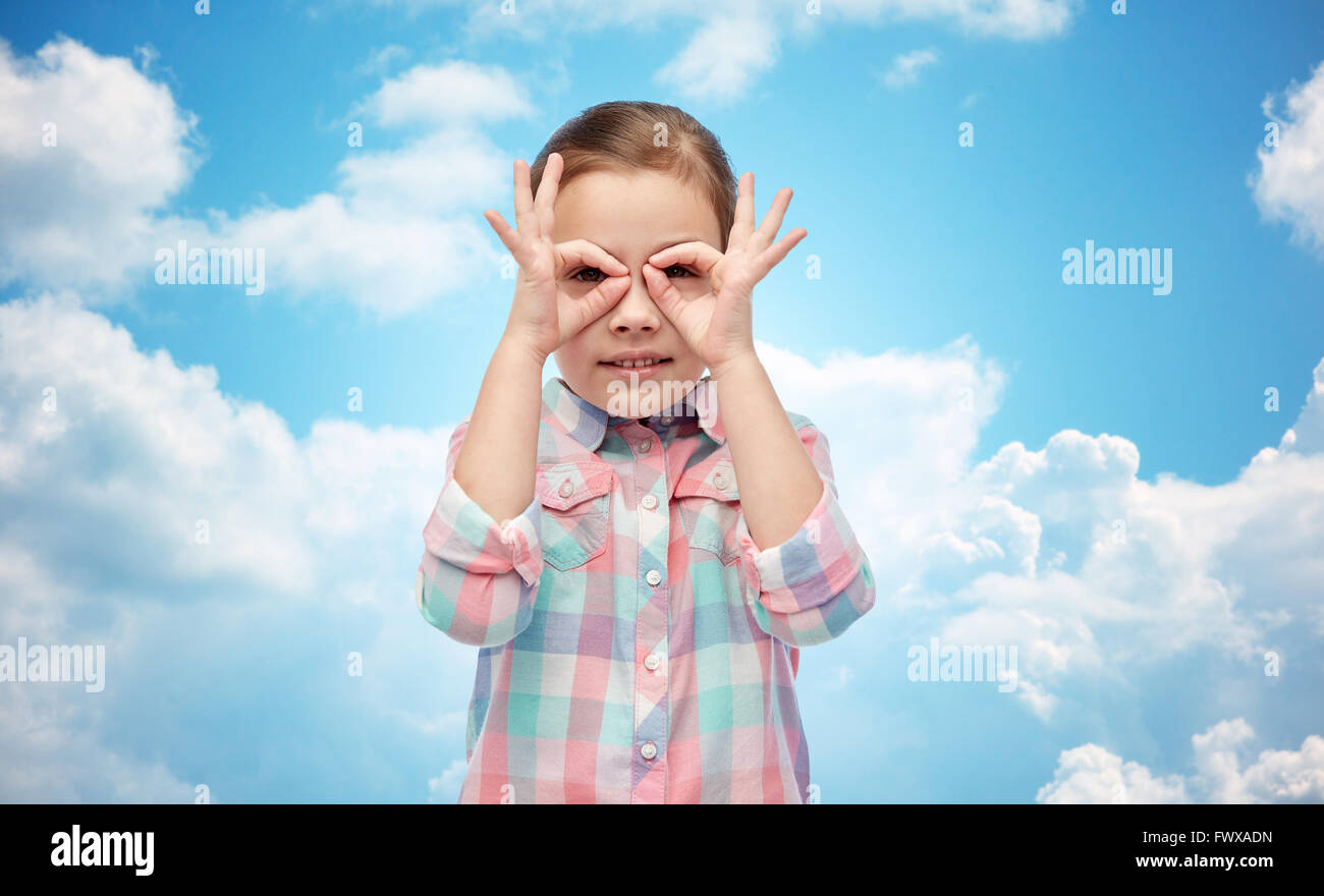 happy little girl making faces and having fun Stock Photo