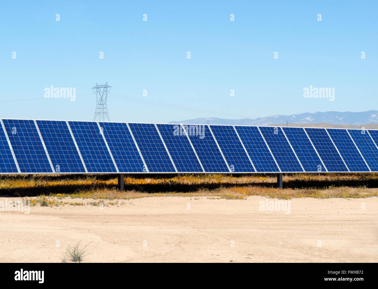 Solar Farm in California High Desert Stock Photo