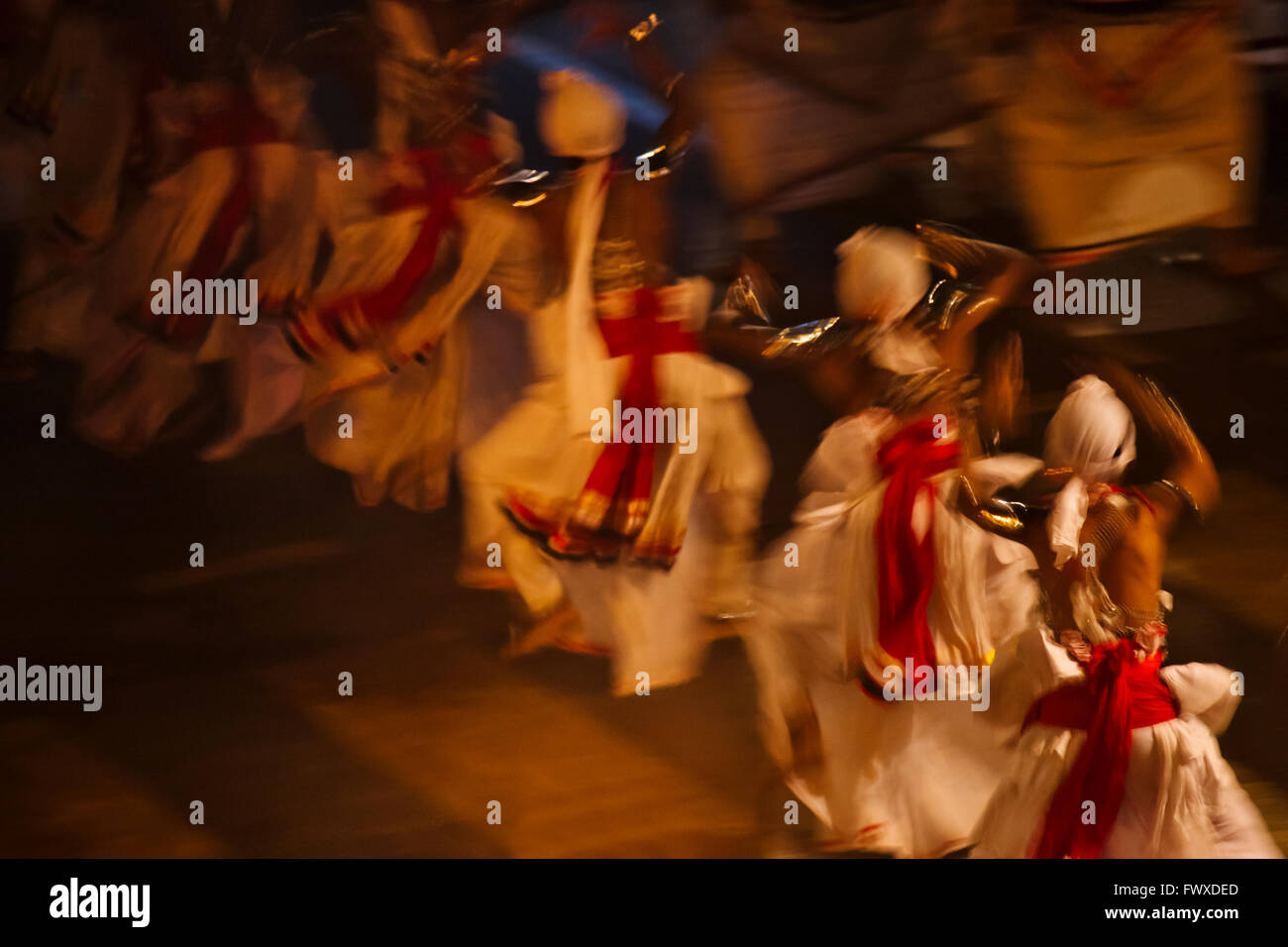 Dancers in the procession at Kandy Esala Perahera, Kandy, Sri Lanka Stock Photo