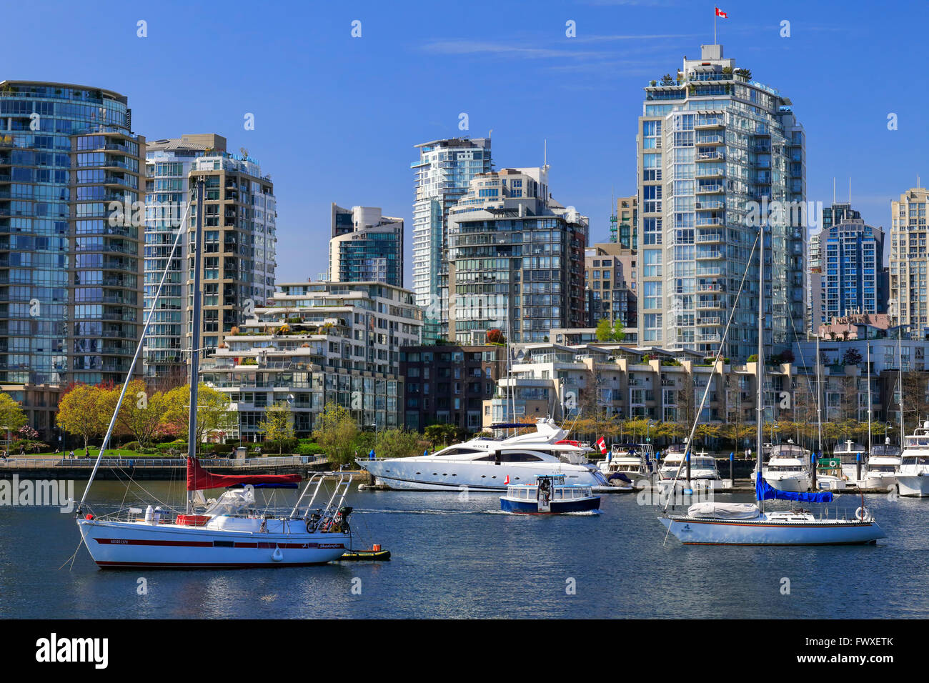 View of Downtown Vancouver from False Creek. British Columbia Canada Stock Photo