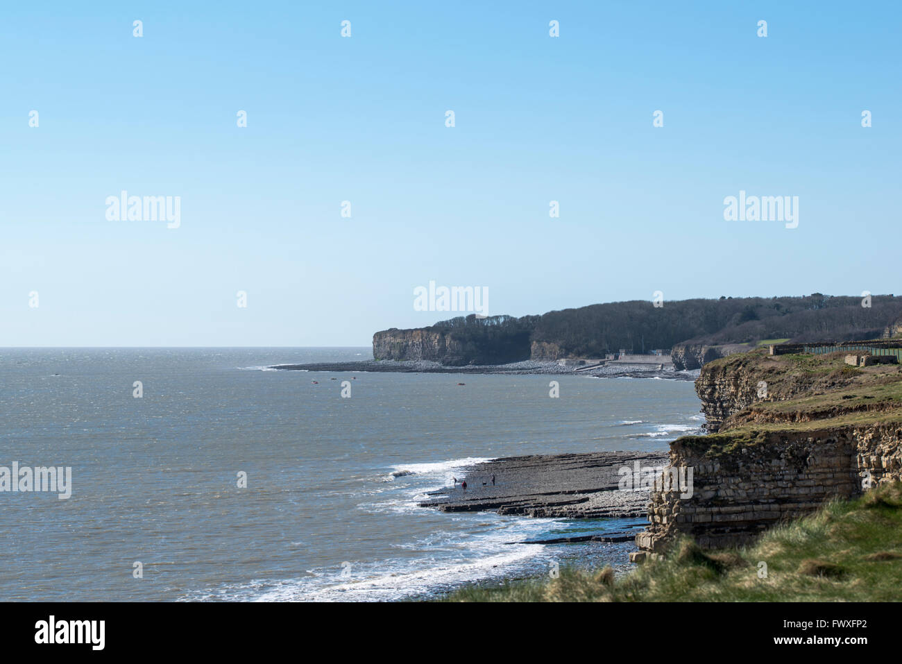 Cliffs along the Heritage Coast overlooking a pebble beach Stock Photo ...