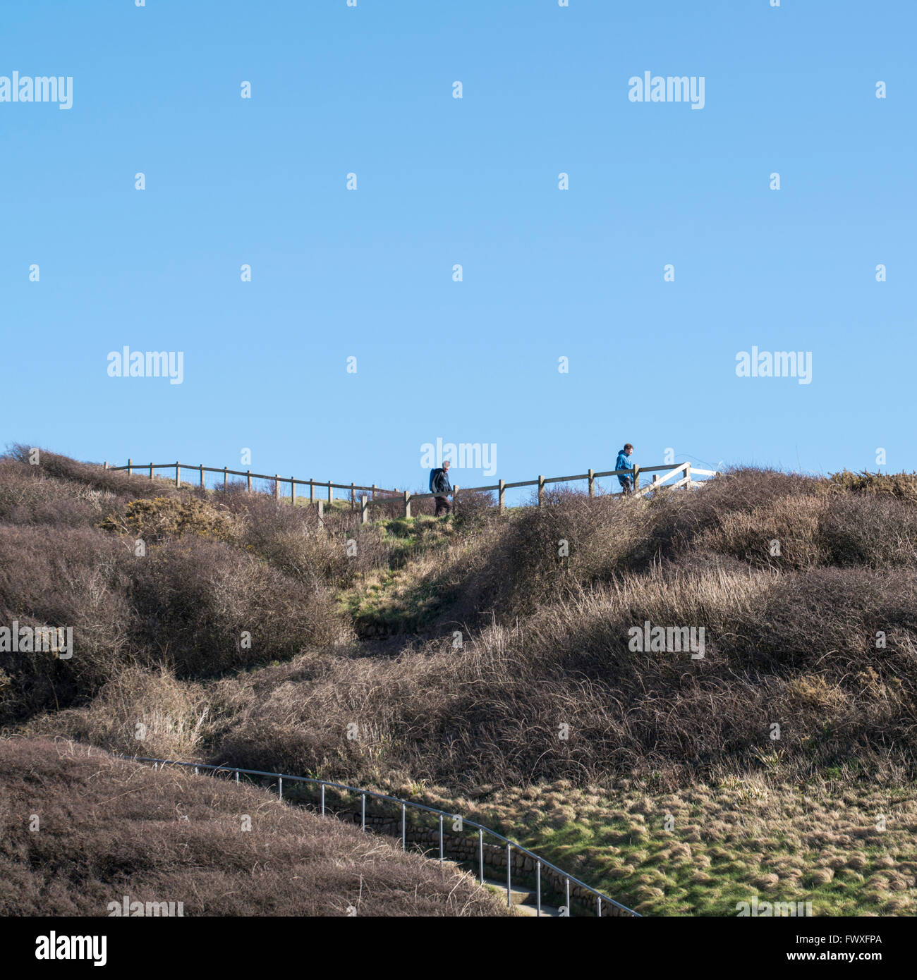 Railed Stairway Leading To A Cliff Top Stock Photo Alamy