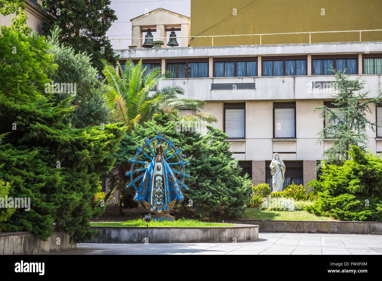 A Madonna figure icon in a park near a church in Buenos Aires, Argentina, South America. Stock Photo