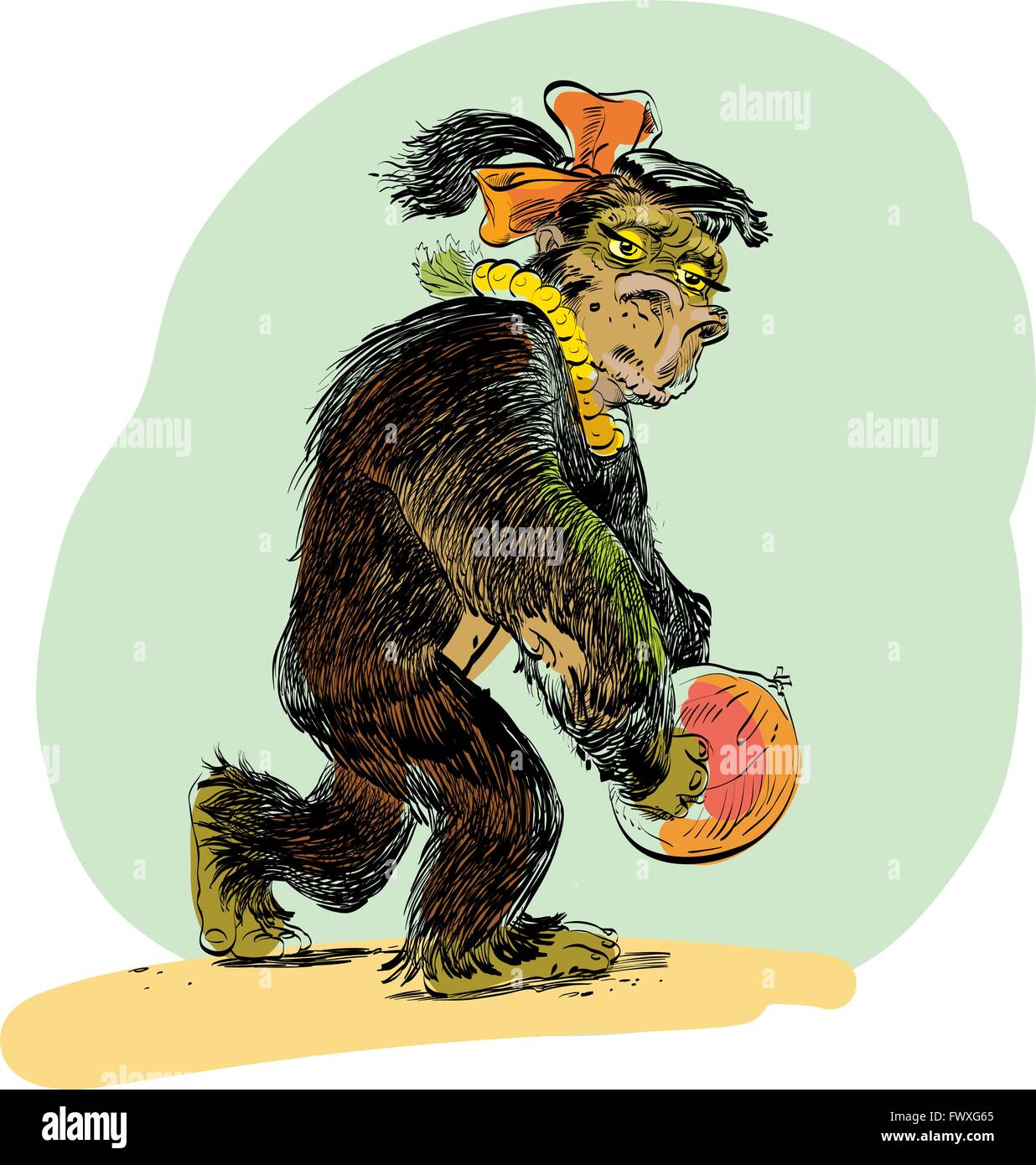 APE female with coconut evolution Stock Vector