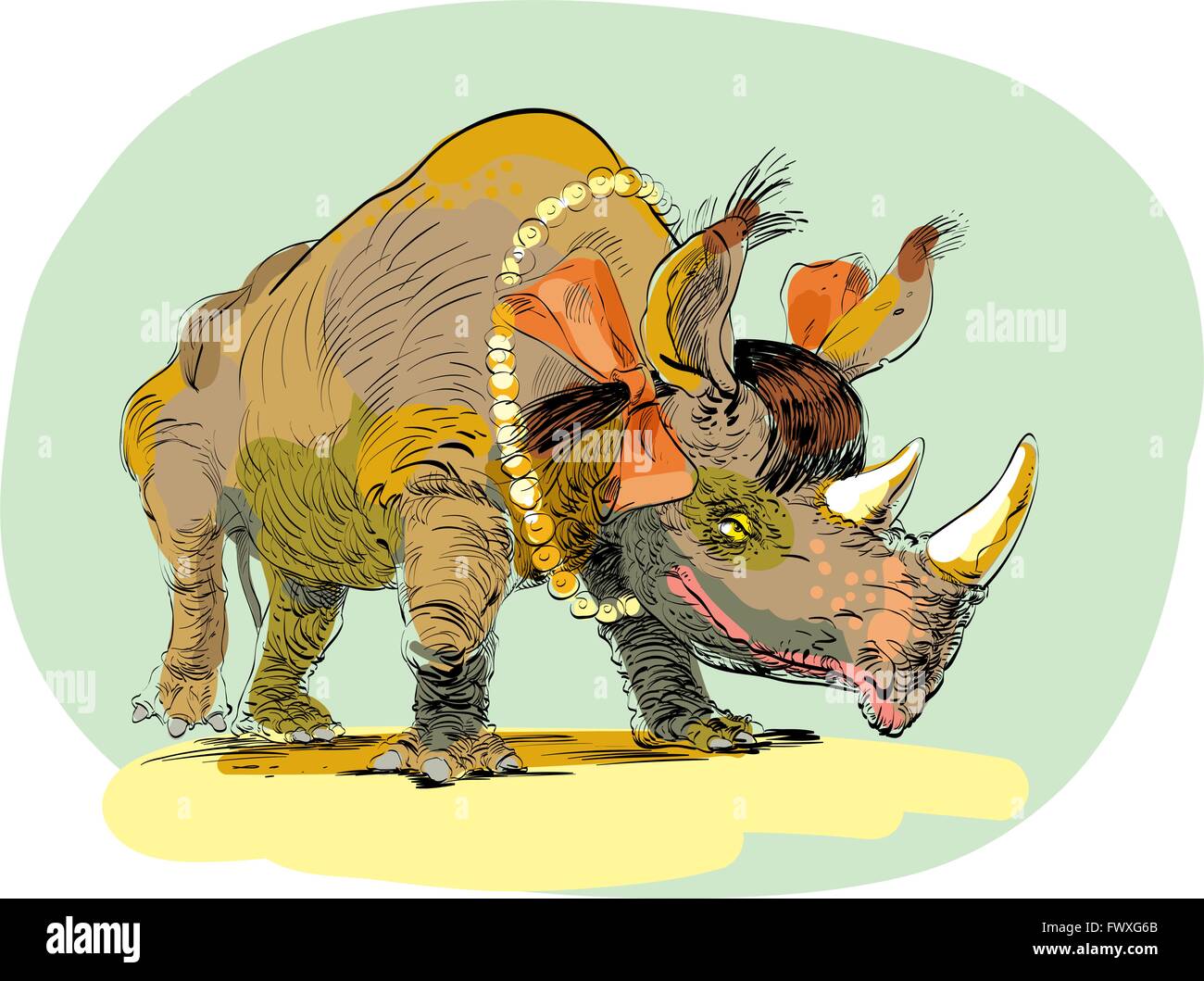 Rhino girl character animal Stock Vector Image & Art Alamy