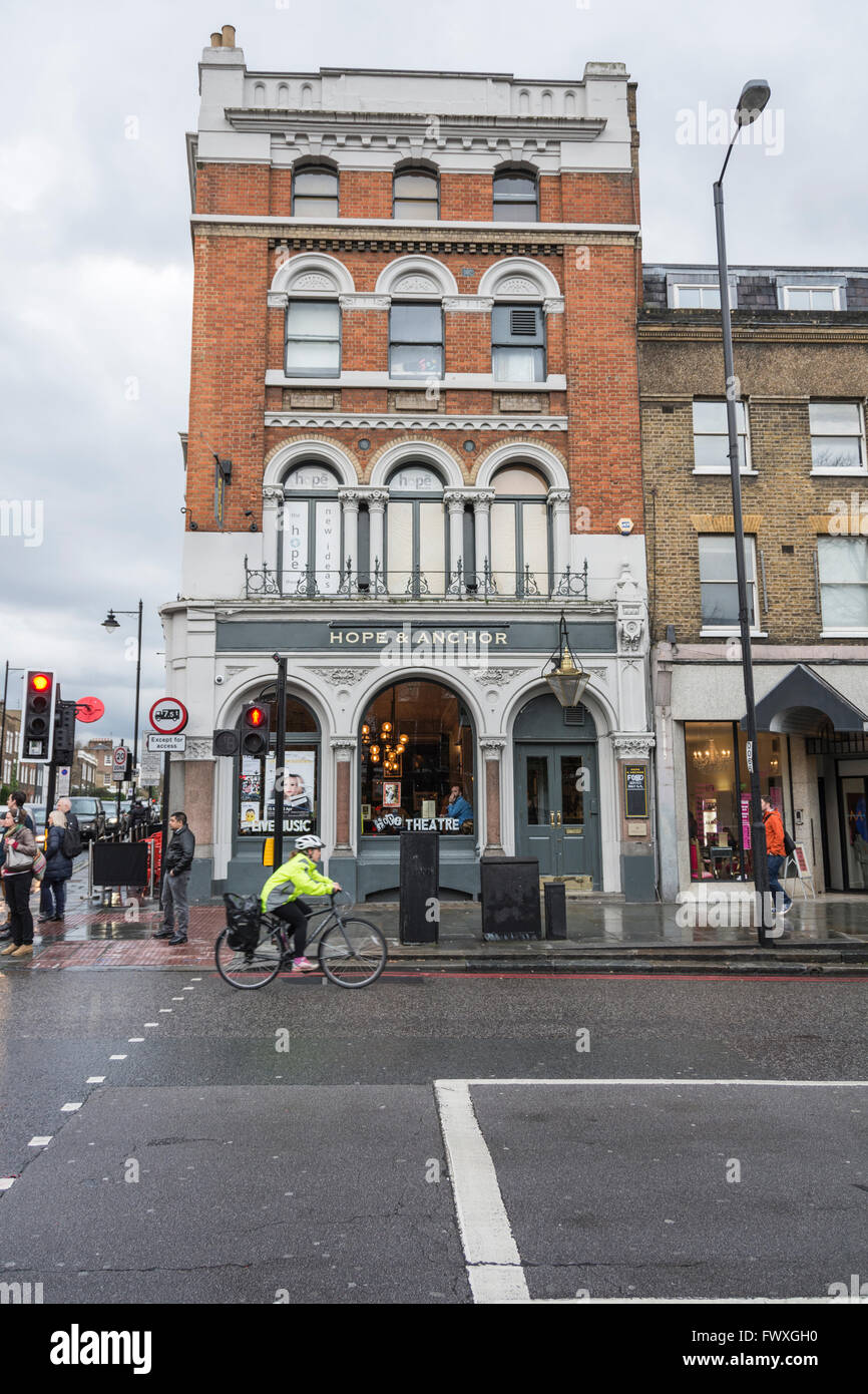 Exterior of the The Hope and Anchor pub, Upper Street, Islington, London, England, U.K. Stock Photo