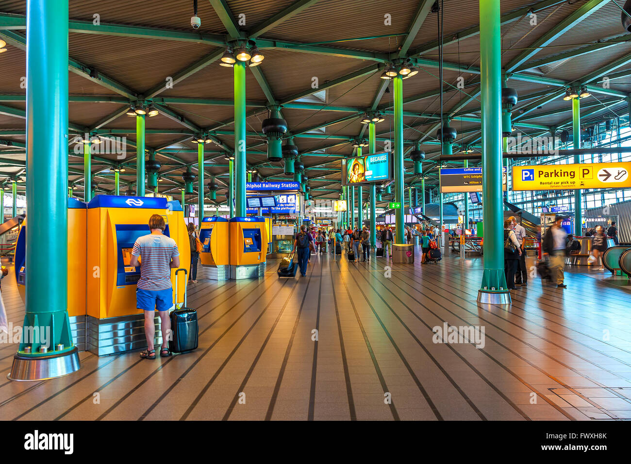 Entrance hall of Schiphol airport in Amsterdam, Netherlands. Stock Photo
