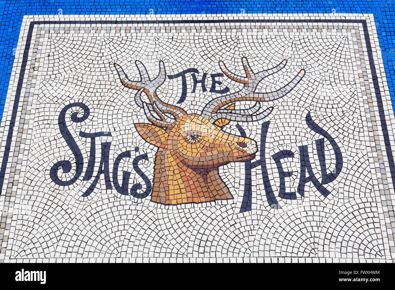 Pub mosaic on Dame Street, Dublin City, County Dublin, Leinster, Ireland, Europe Stock Photo