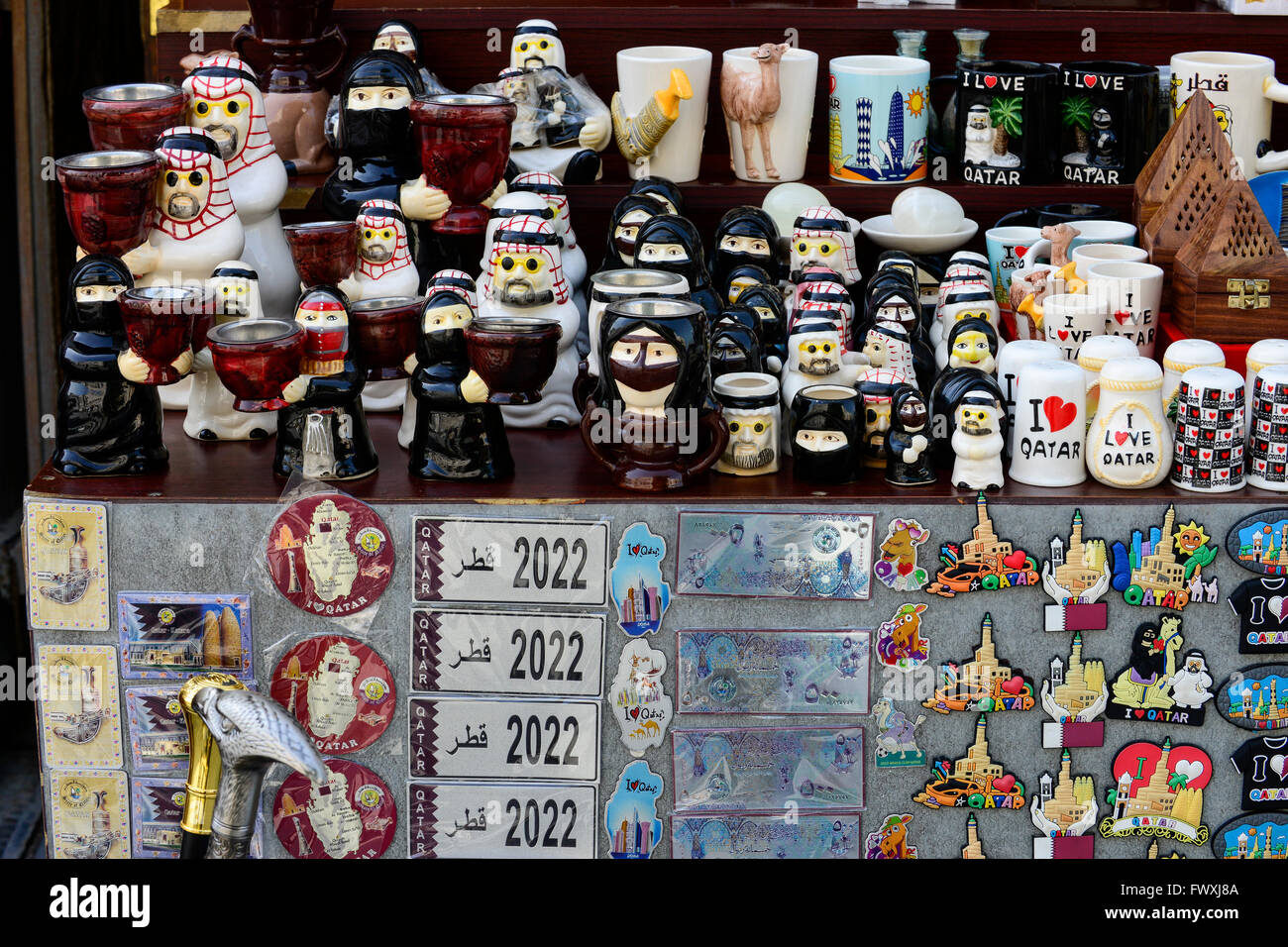 QATAR, Doha, Souq Waqif , shop with souvenir items made in China
