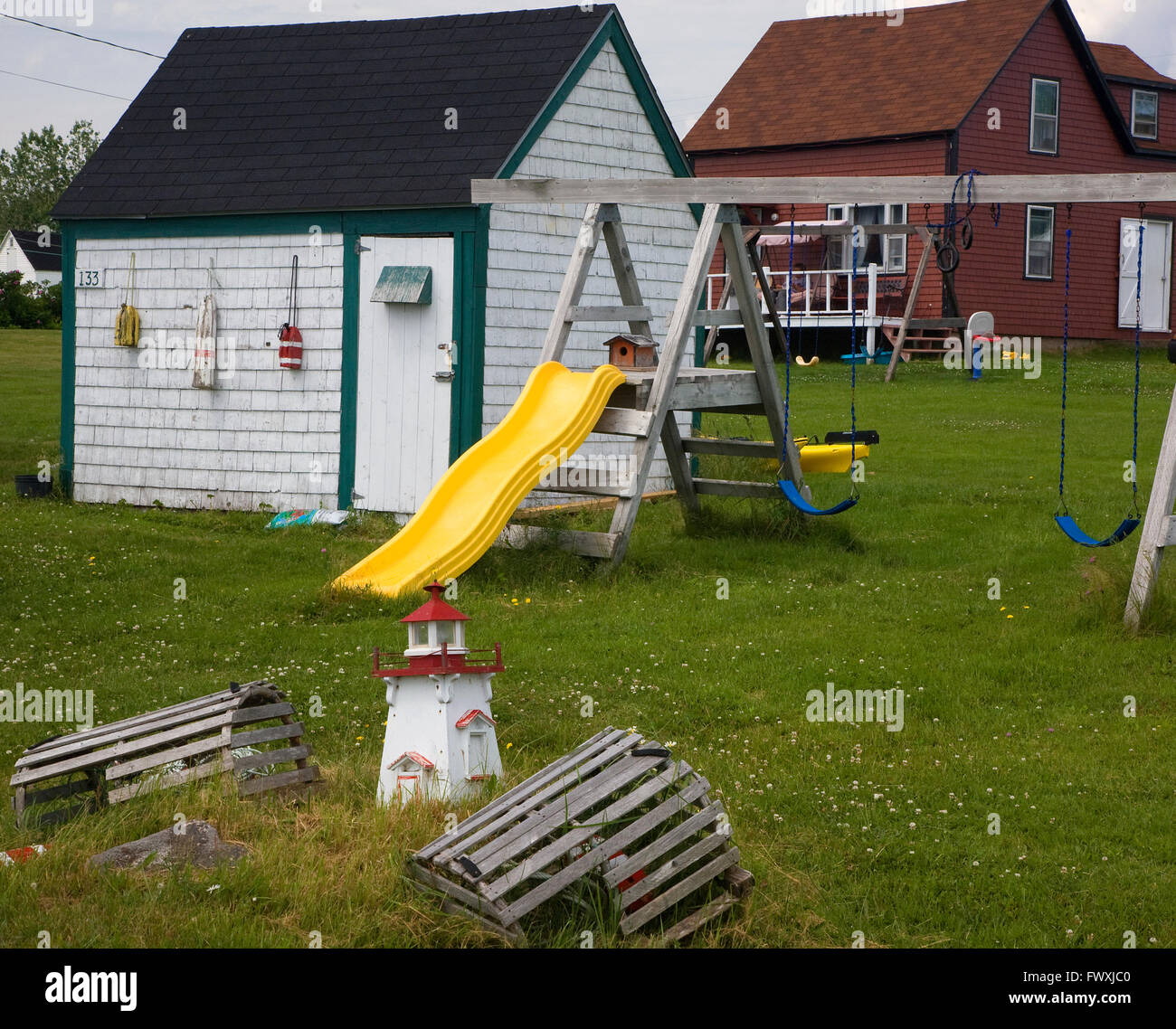 Backyard Playground on PRince Edward Island Stock Photo Alamy