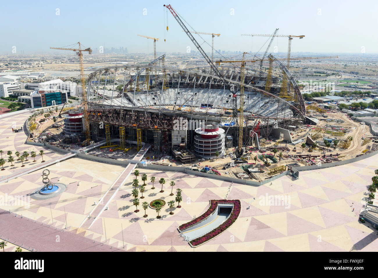 QATAR, Doha, construction site Khalifa International Stadium for FIFA world cup 2022, built by contractor midmac and sixt contract / KATAR, Doha, Baustelle Khalifa International Stadium fuer die  FIFA Fussballweltmeisterschaft 2022 Stock Photo