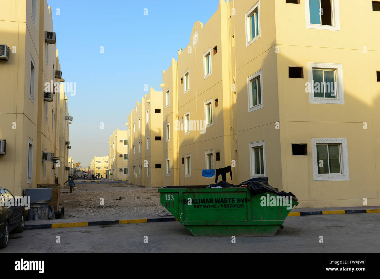 QATAR, Doha, industrial complex, housing camp for foreign migrant worker outside the city, the contract worker work on construction sites for the FIFA soccer World Cup 2022 Stock Photo