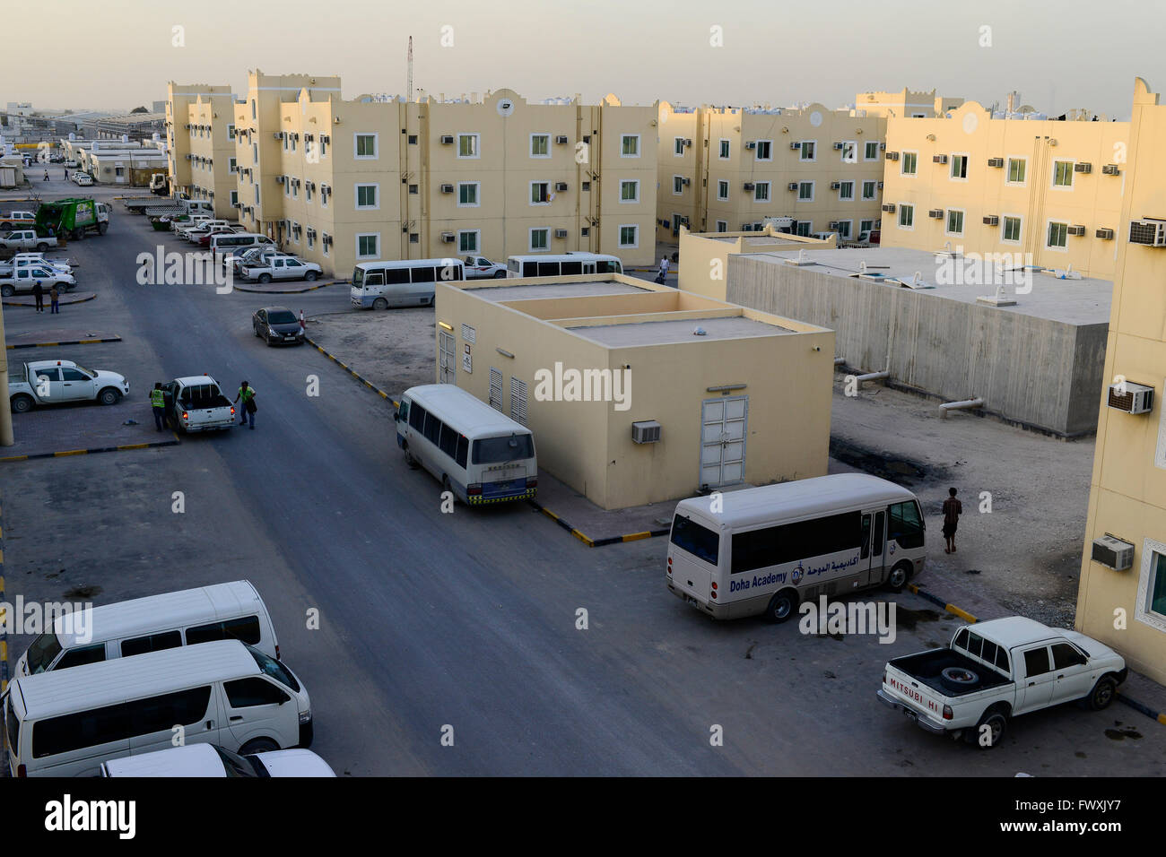 QATAR, Doha, industrial complex, housing camp for foreign migrant worker outside the city, the contract worker work on construction sites for the FIFA soccer World Cup 2022 Stock Photo