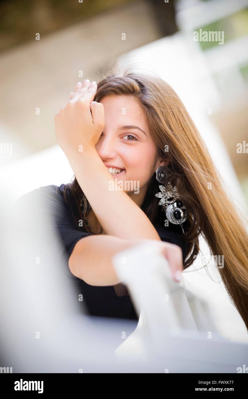 Laughing Teen Girl Portrait Outdoors Beautiful Cute Cuteness