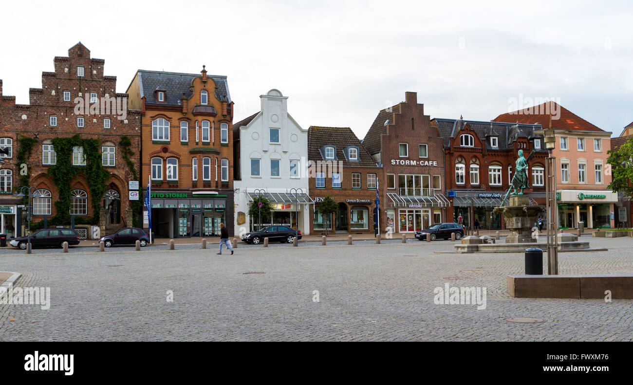 Houses on the market place in Husum Stock Photo Alamy