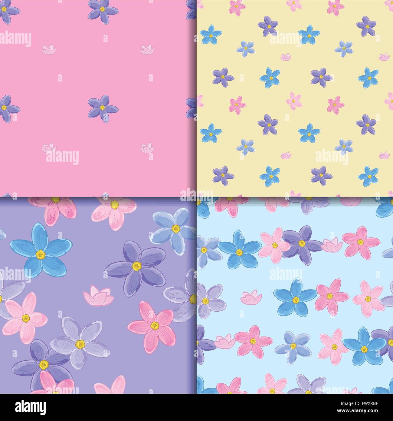 Seamless forget-me-not pattern set Stock Vector Image & Art - Alamy