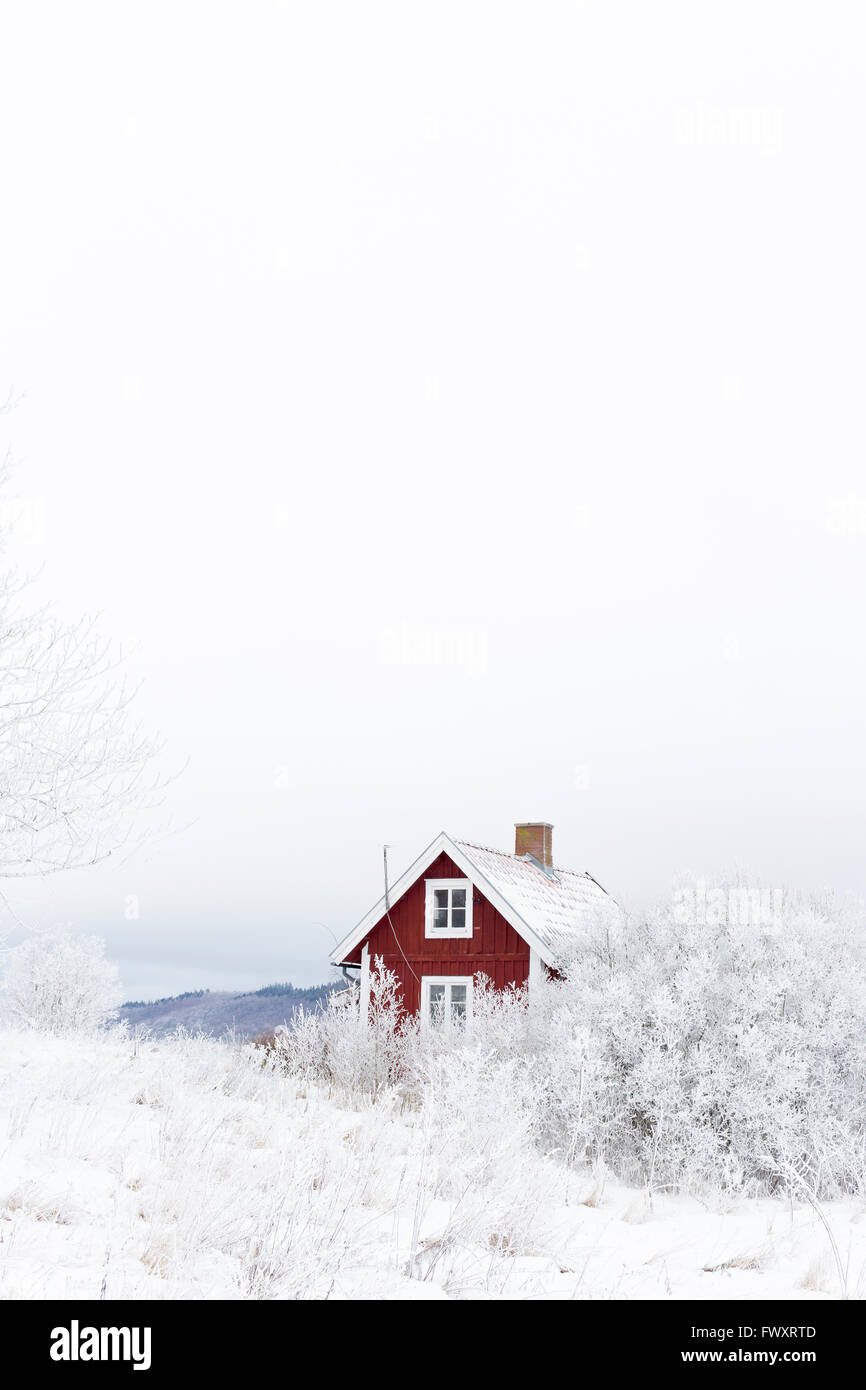 Sweden, Ostergotland, House and trees in winter Stock Photo