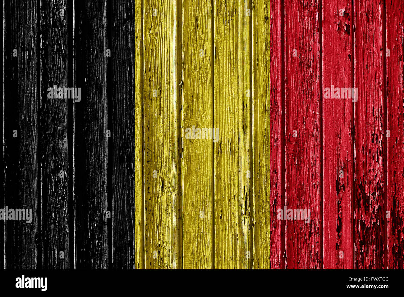 flag of Belgium painted on wooden frame Stock Photo
