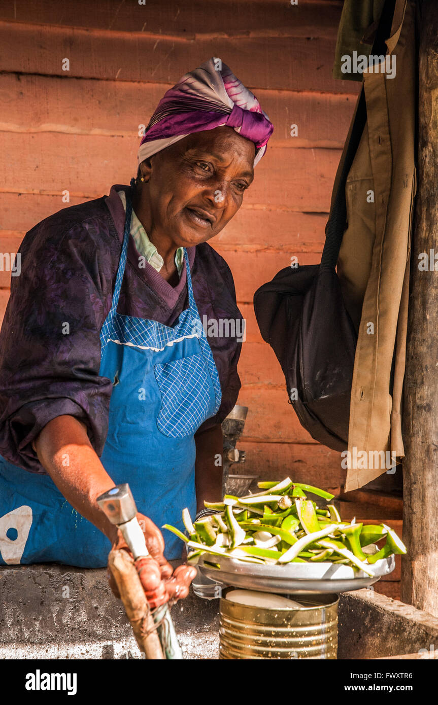 woman sells food at a stall Viñales Valley, (Vinales) Cuba Stock Photo