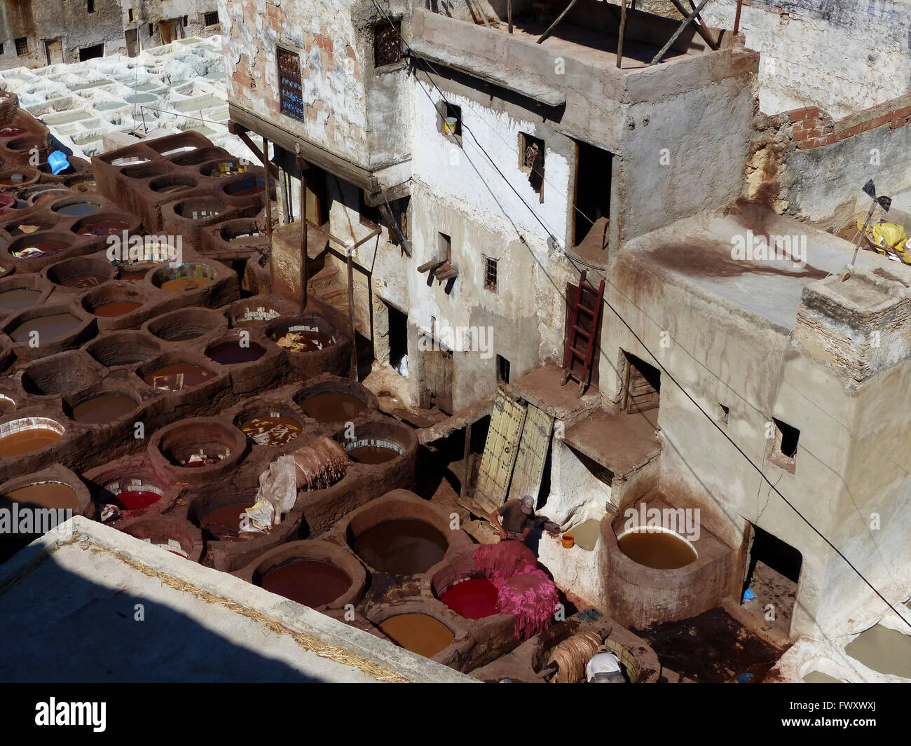 Morocco, Fes, Leather industry a leather tannery Stock Photo