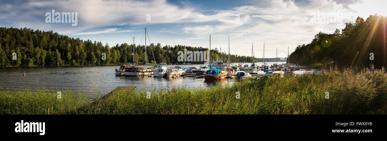 Sweden, Uppland, Varmdo, Landscape with sailboats Stock Photo