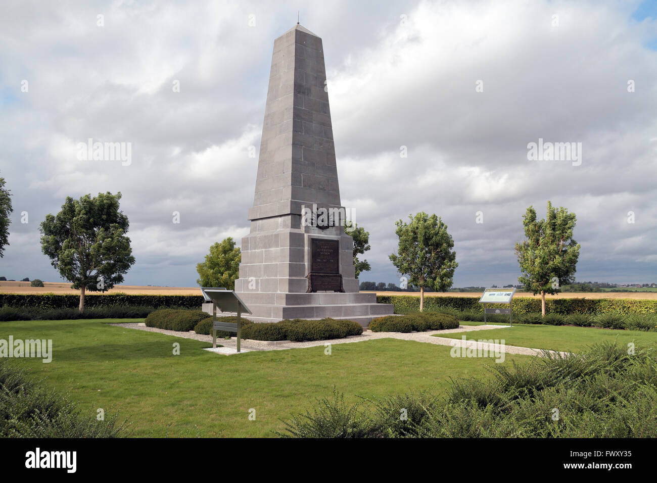 The Fourth Australian Division Memorial, Bellenglise, France. Stock Photo