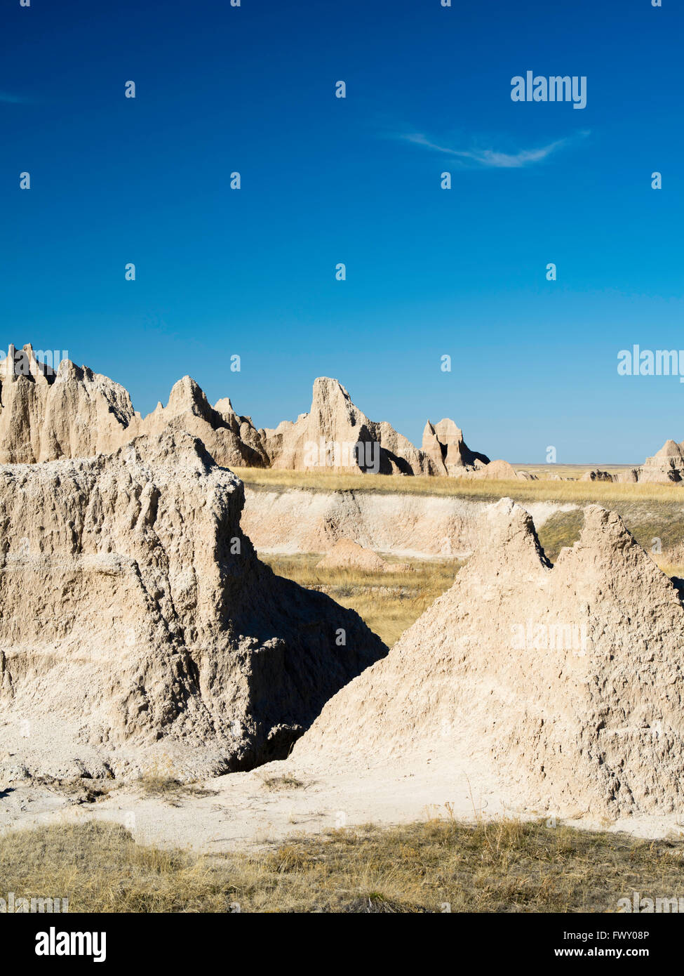 View of Badlands National Park on an early spring day; South Dakota ...