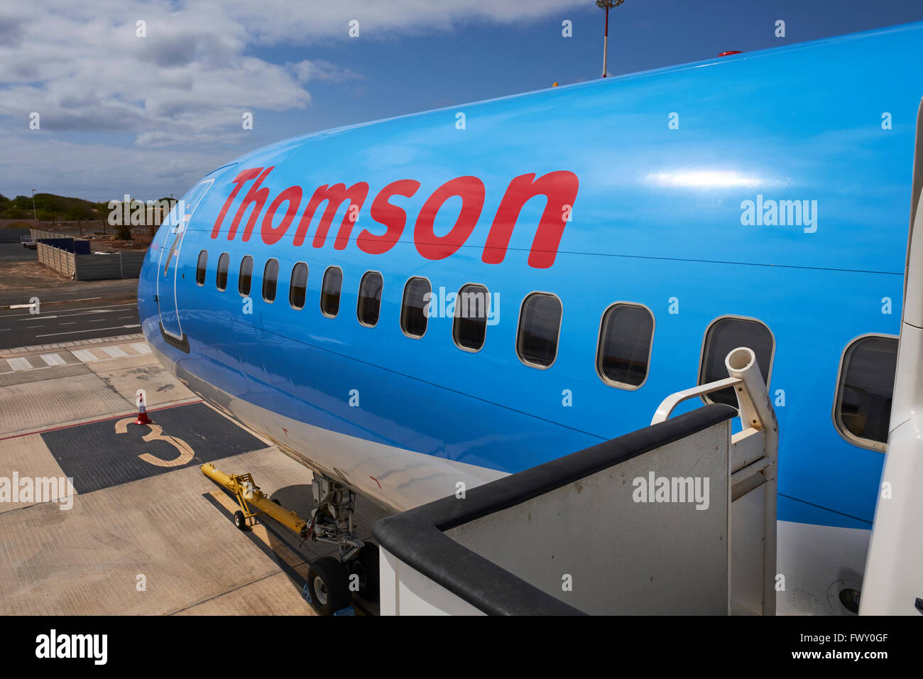 Thomson Aircraft Boa Vista Cape Verde Islands Africa Stock Photo