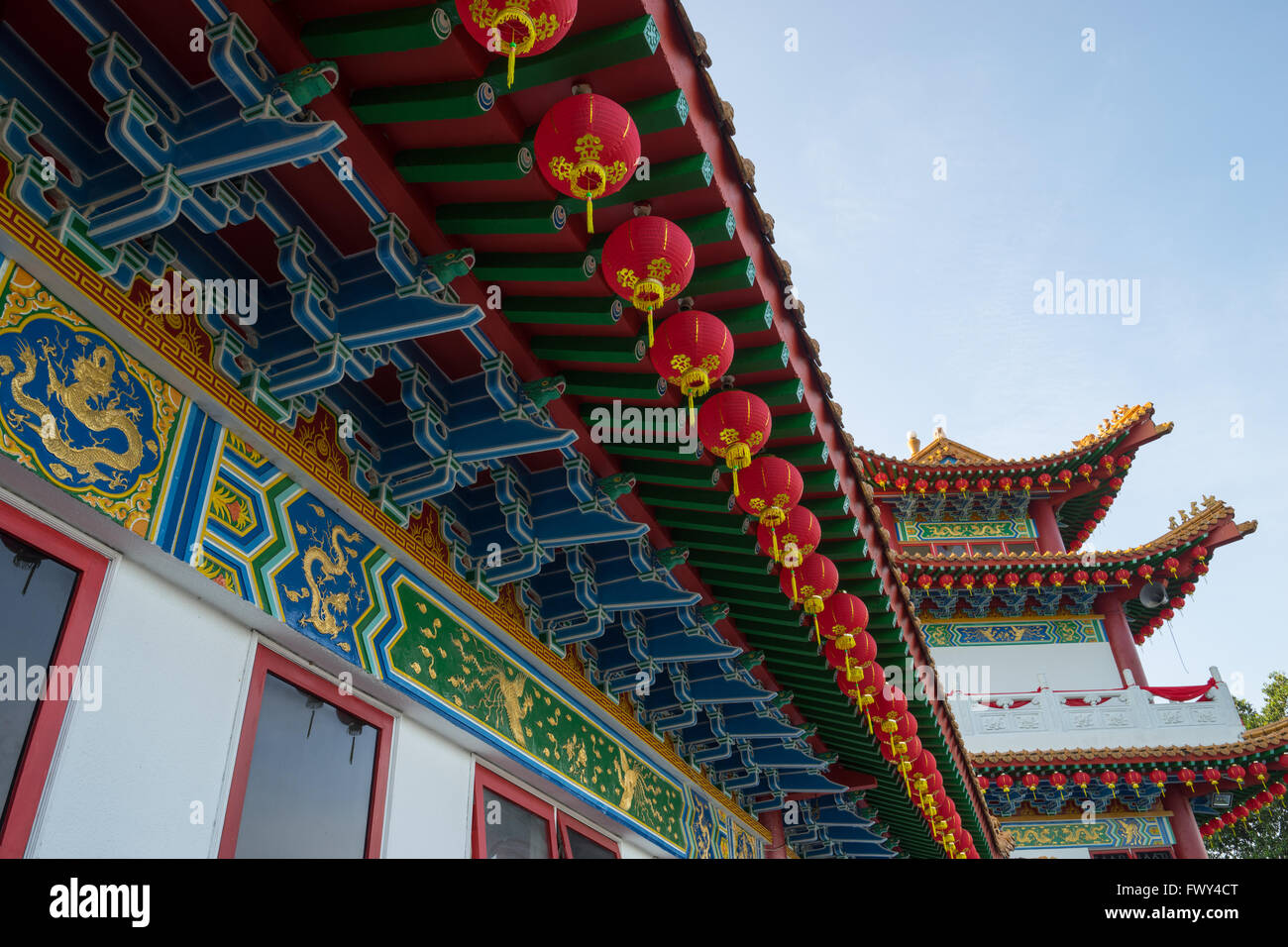 Thean Hou Temple decorated with traditional lanterns in Chinese New ...