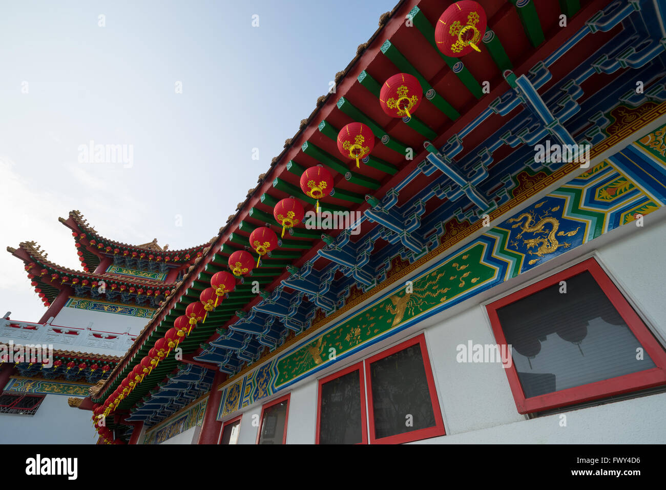 Thean Hou Temple decorated with traditional lanterns in Chinese New ...