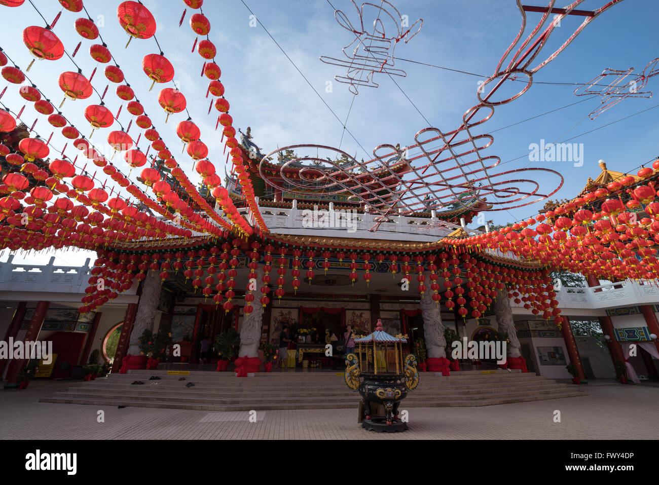 Thean Hou Temple decorated with traditional lanterns in Chinese New ...