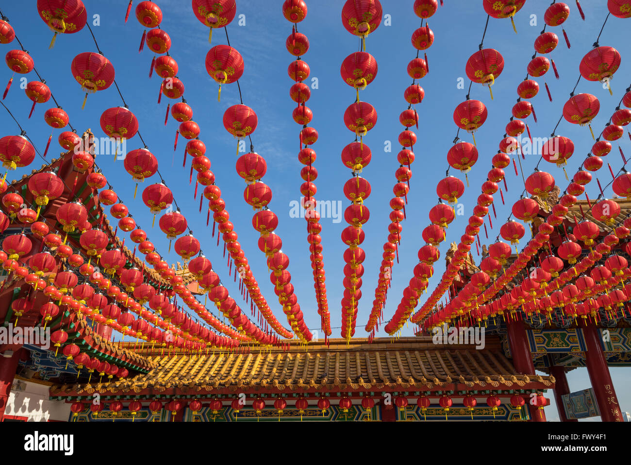 Thean Hou Temple decorated with traditional lanterns in Chinese New ...