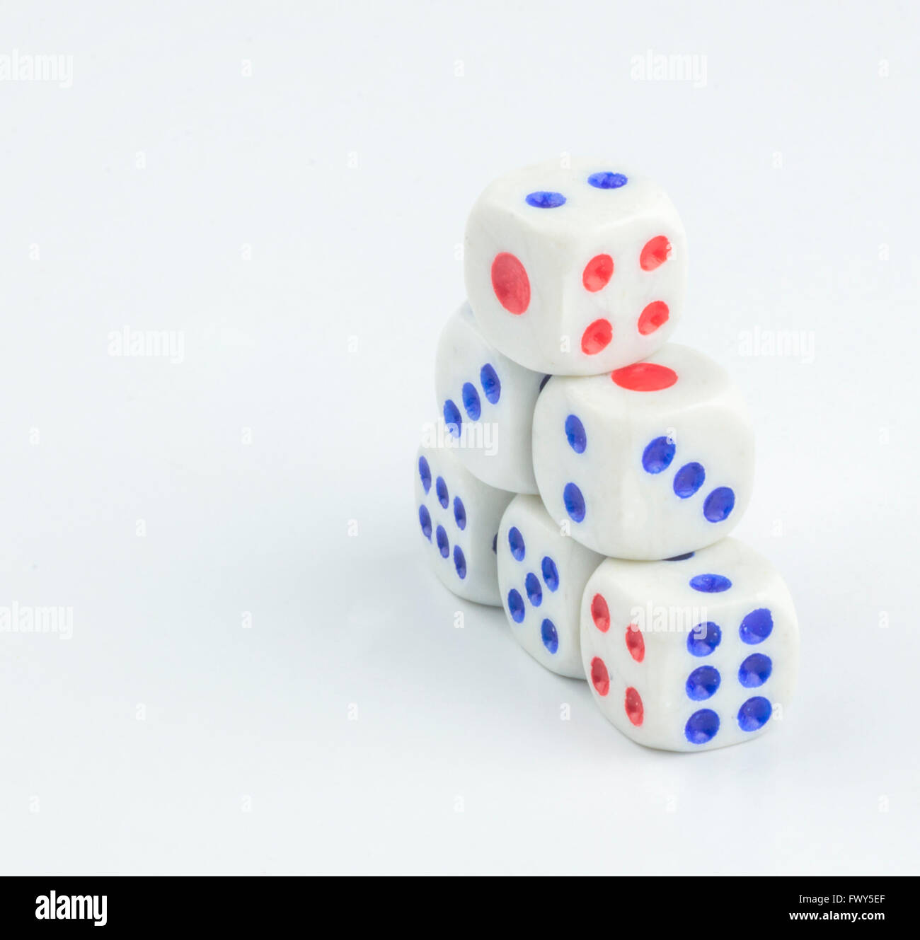 White dice stacking with close up view Stock Photo Alamy