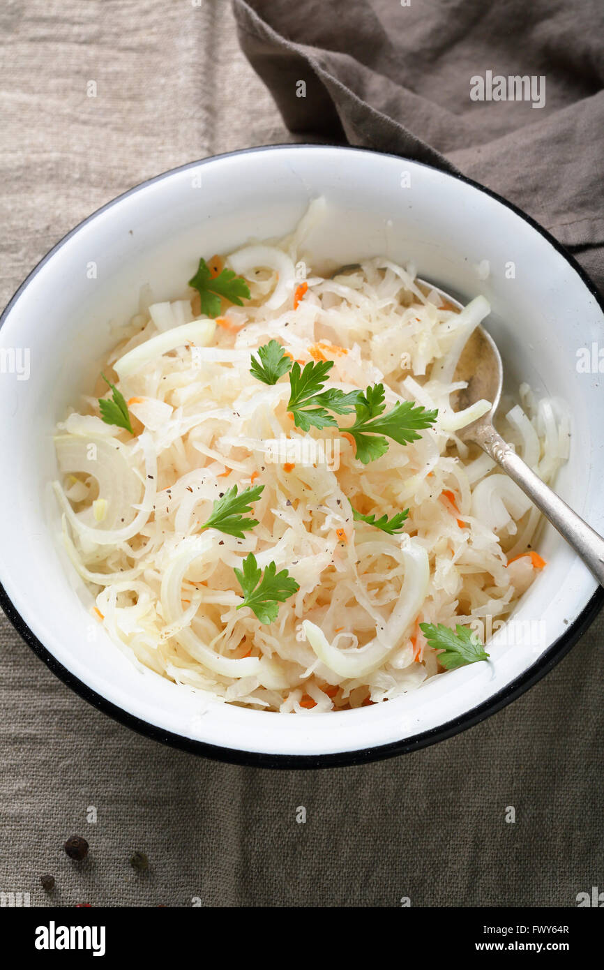 salad with pickled cabbage and carrots, food Stock Photo Alamy