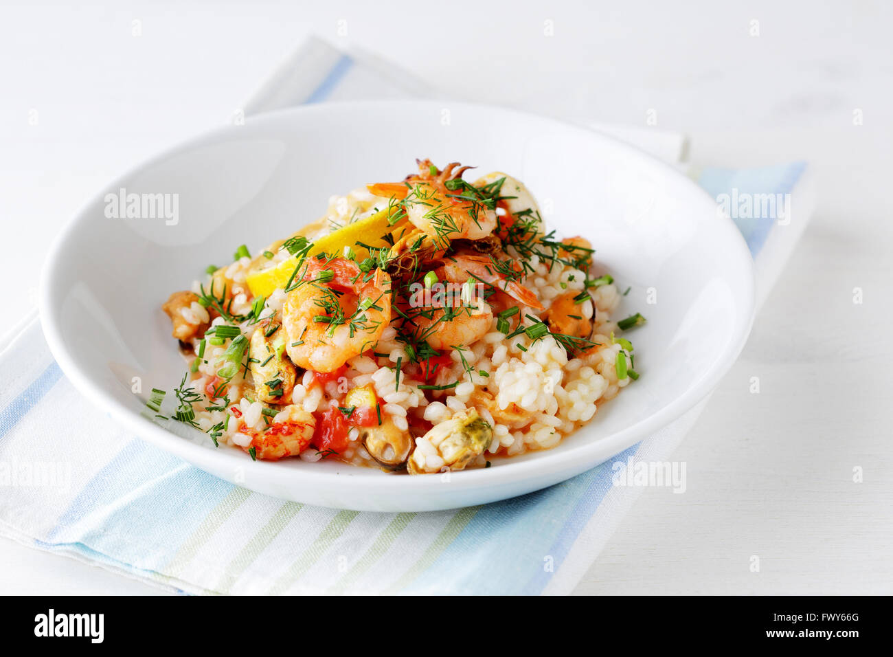 italian risotto with seafood, food close-up Stock Photo