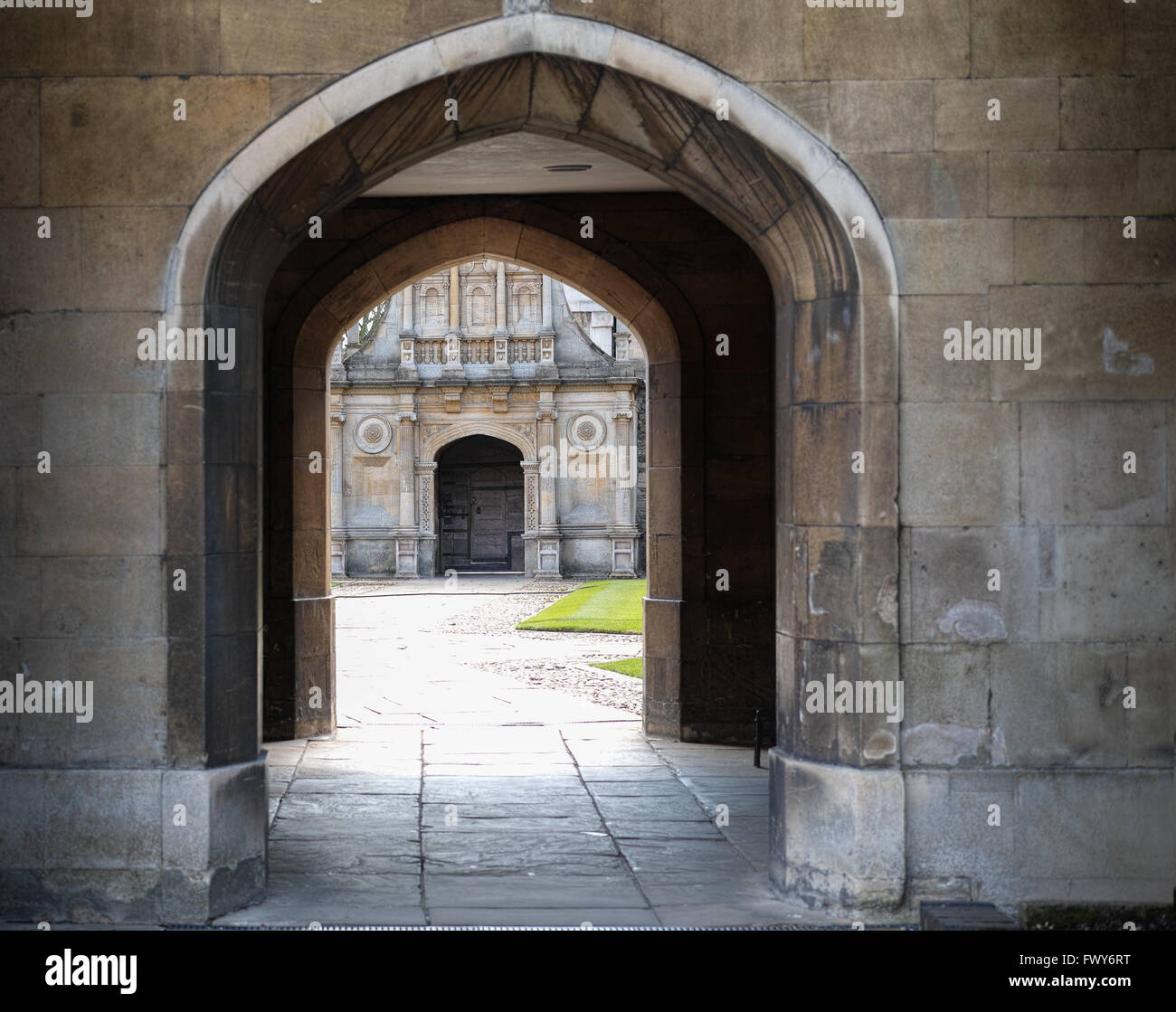 Gate of honour at the college of Gonville and Caius, Cambridge, one of the wealthiest, and one of the oldest. Stock Photo