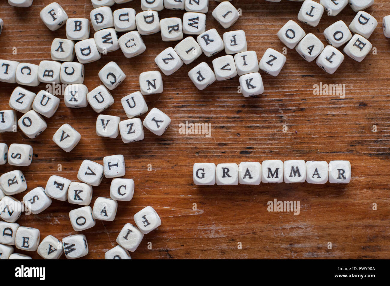 grammar, learn language concept, word from wooden letters Stock Photo