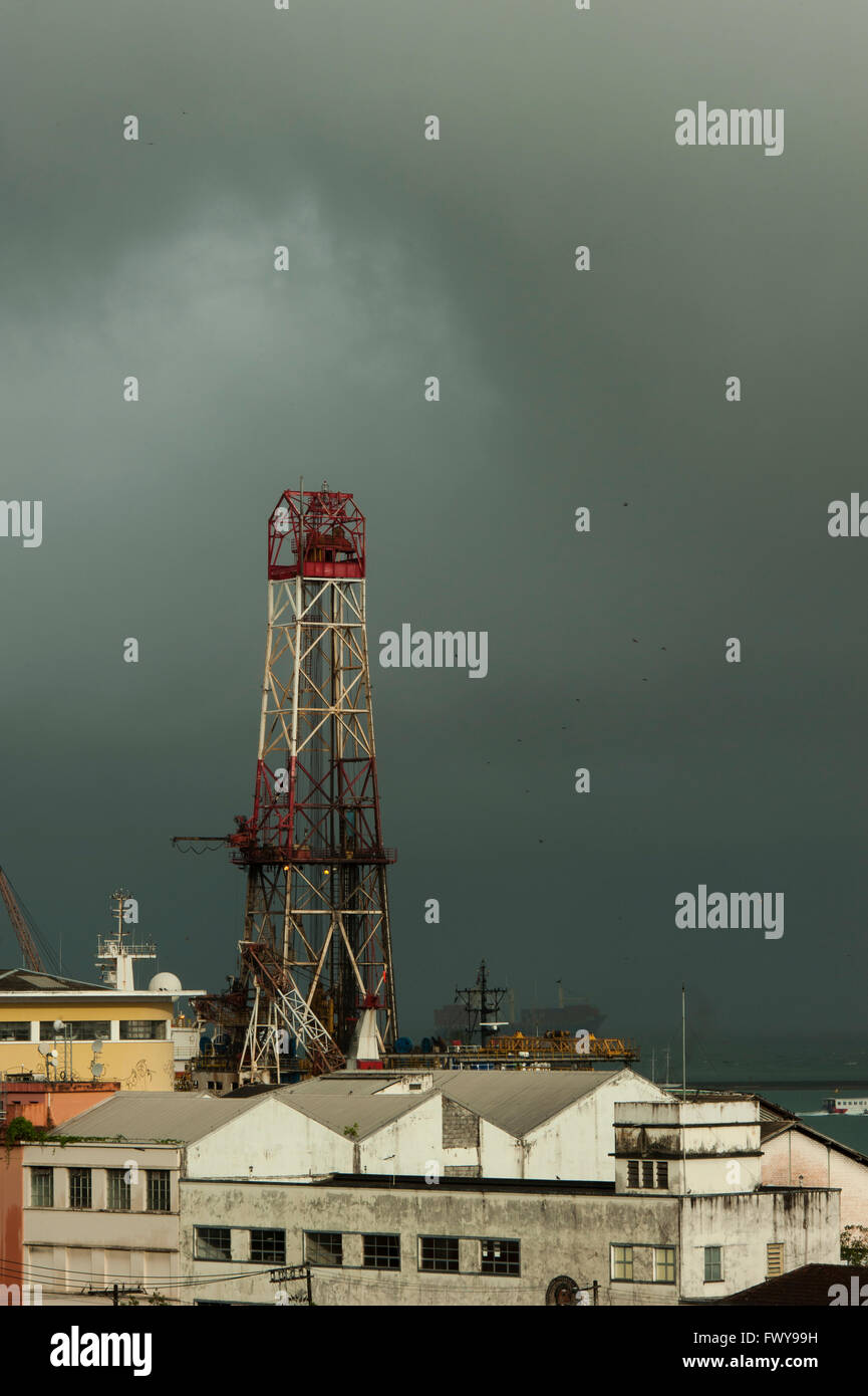 Metal tower in the port area of Salvador, Bahia de Todos os Santos (All Saints Bay) Stock Photo
