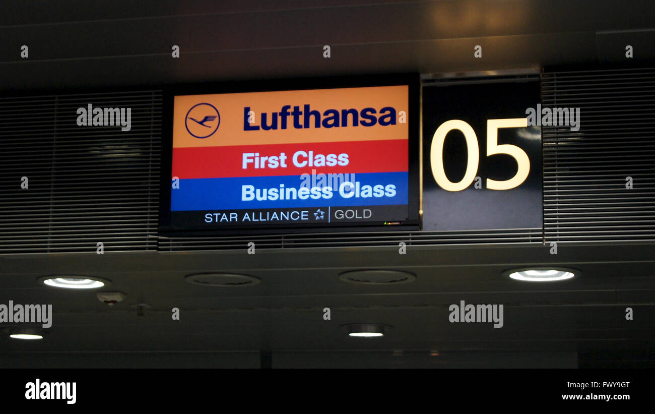 Lufthansa First Class Check In Counter Stock Photo