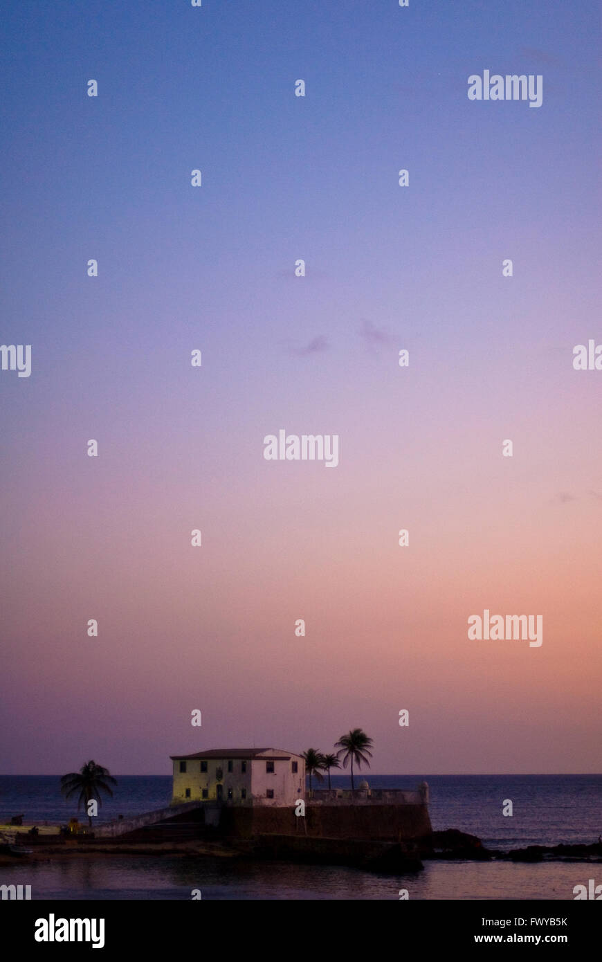 Forte de Santa Maria at sunset, Porto da Barra, Salvador, Bahia, Brazil Stock Photo