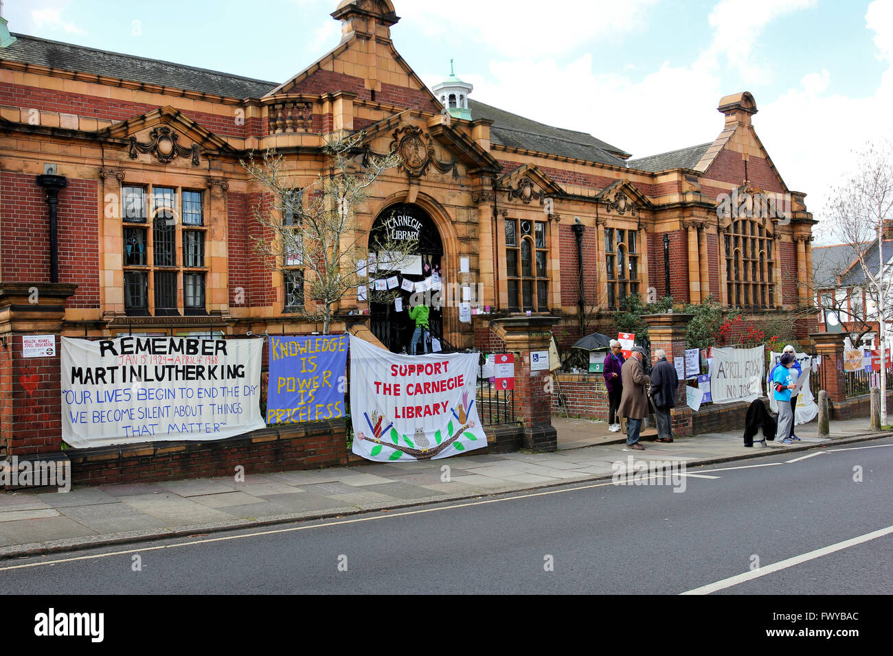 Campaigners against the closure by Lambeth Council of Carnegie Library in Herne Hill, South London. Stock Photo