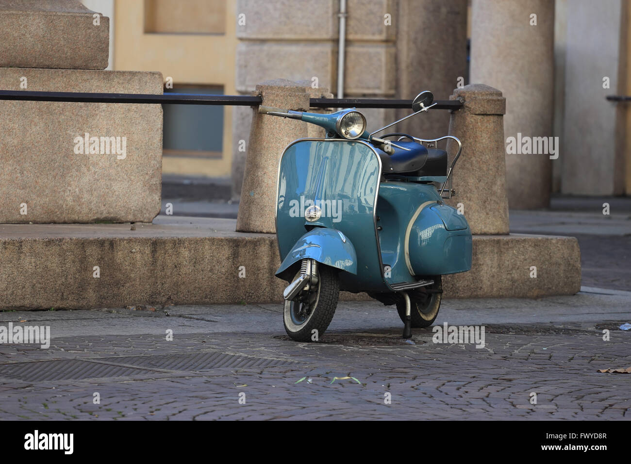 Old Italian motorscooter in urban setting Stock Photo Alamy