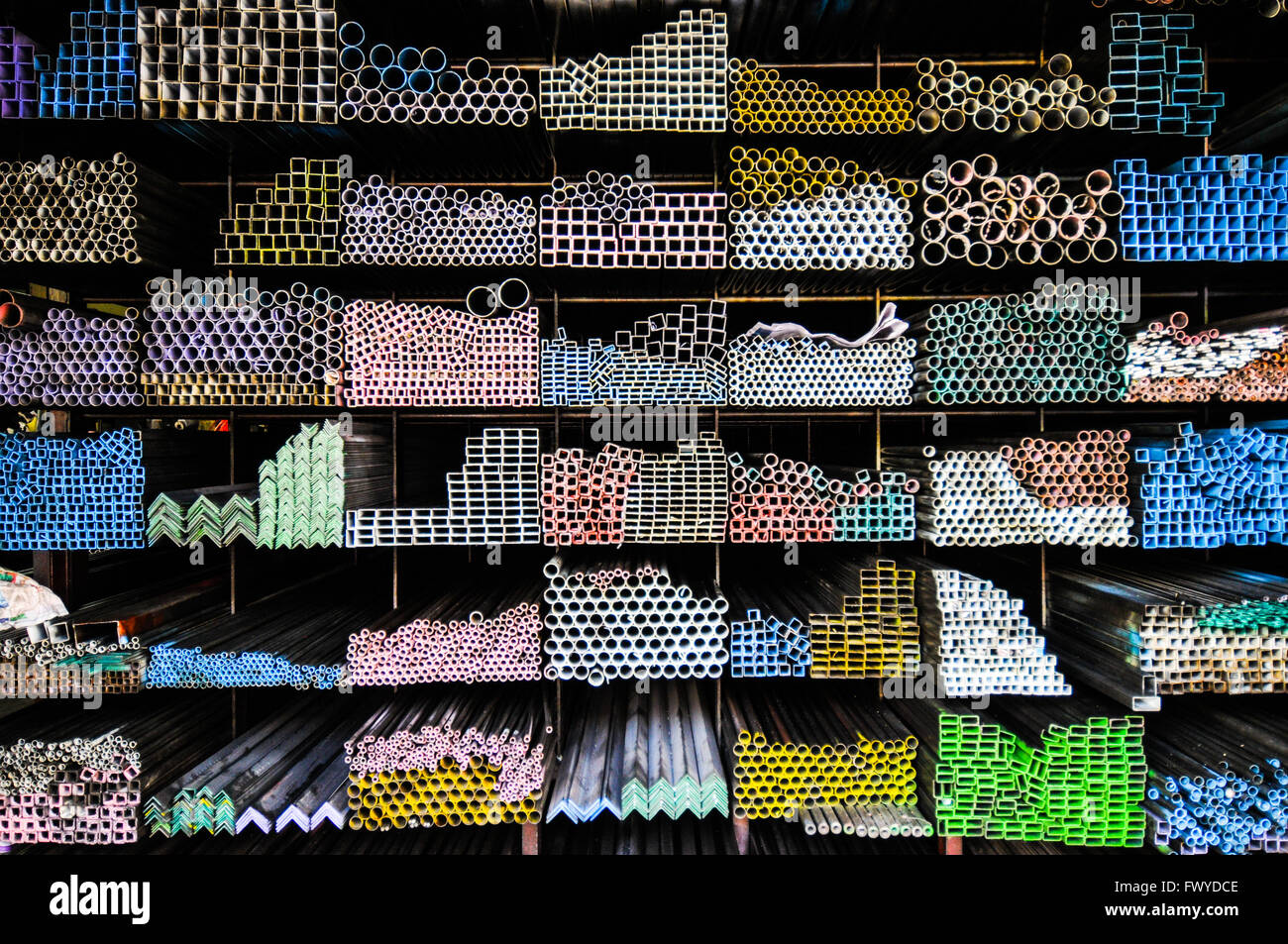 Bangkok hardware shop,metal frames shop Stock Photo