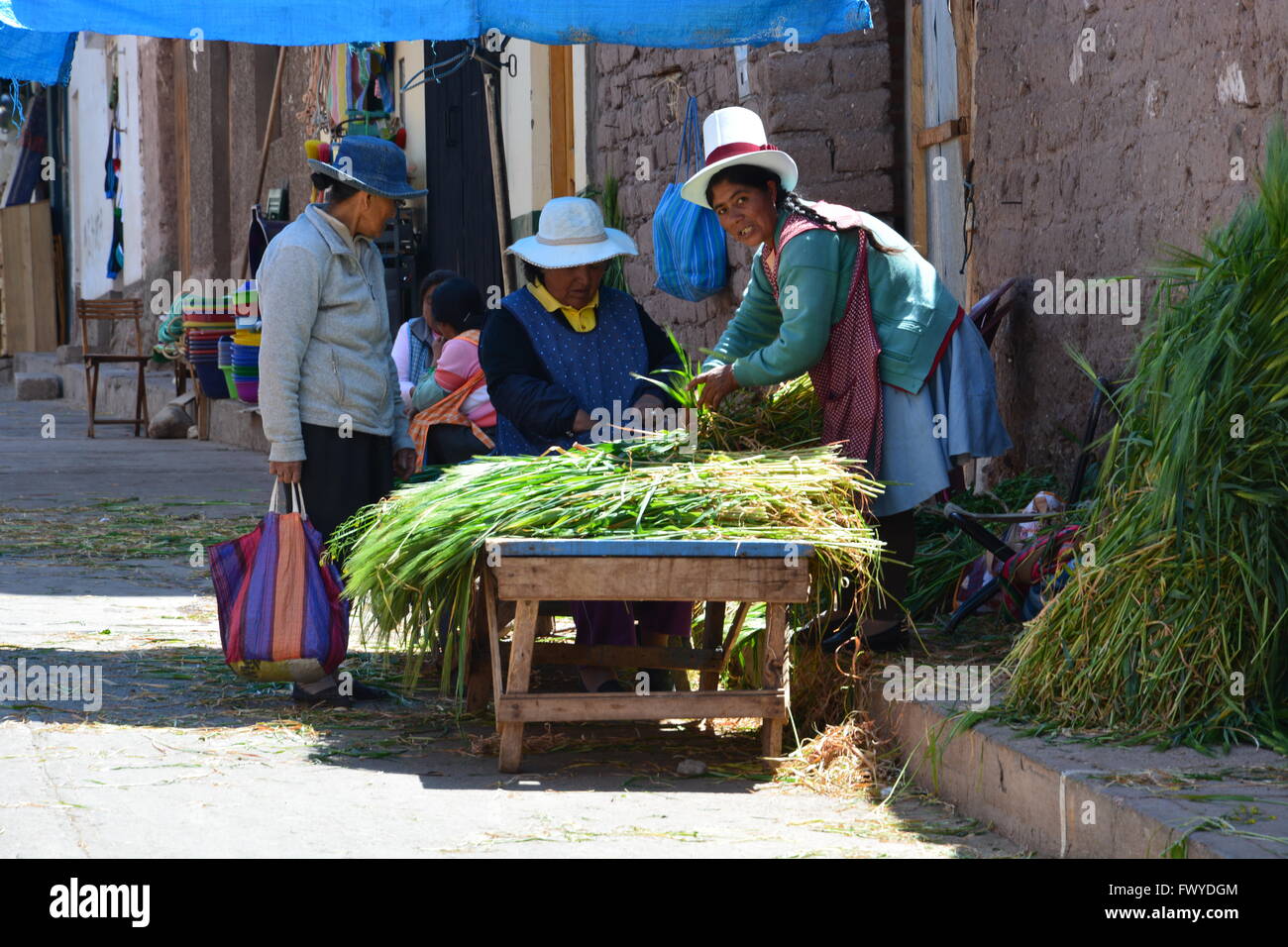 A vendor on the streets of Urubamba Peru. Stock Photo