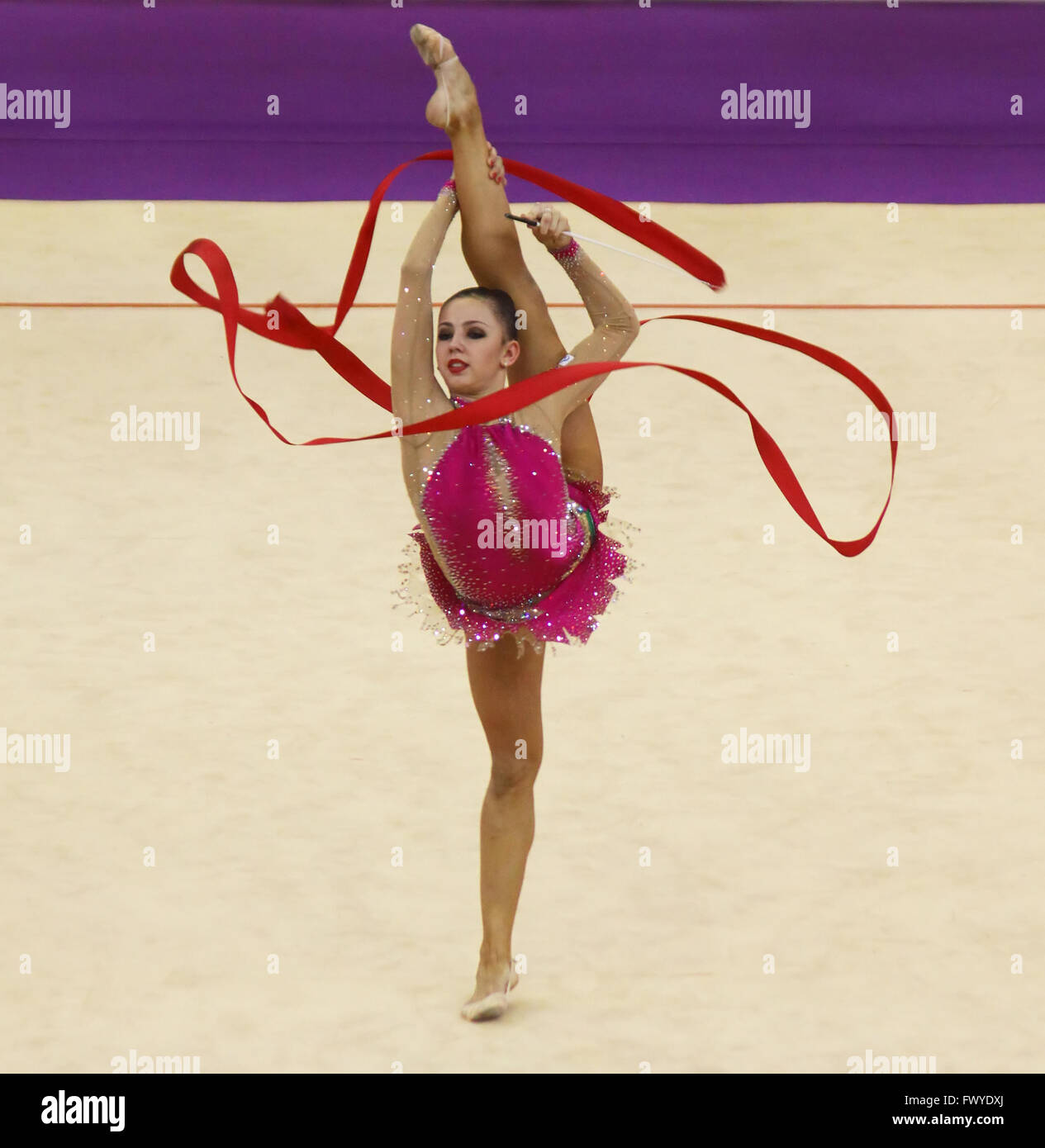 Rhythmic gymnastics ribbon hi-res stock photography and images